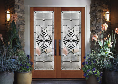 木製フレームのDedorativeのガラス引き戸、黒い古さび内部ガラス スライディング・ドア